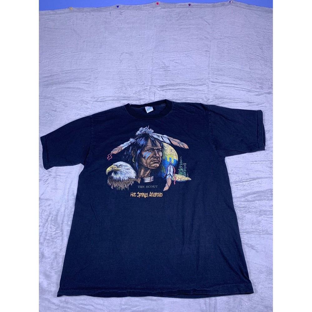 Gildan The Scout Hot Springs Arkansas T-Shirt Mens XL Black Cotton Vintage 2000s